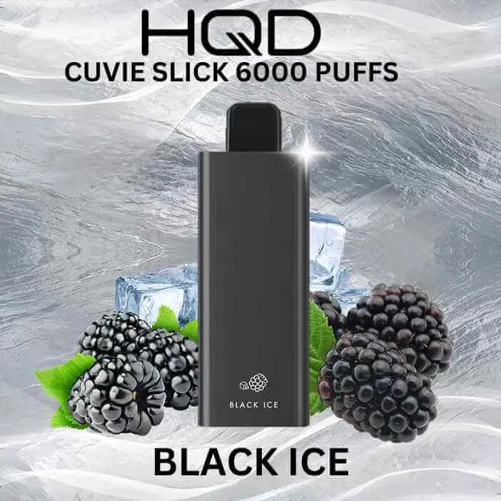 Black HQD Cuvie Slick 6000 disposable vape in Black Ice flavour